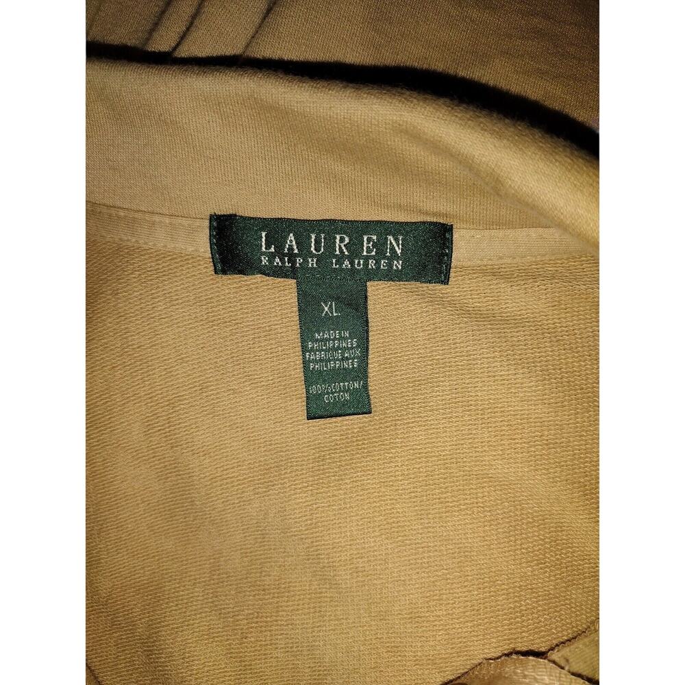 Ralph Lauren Khaki Gold Cotton Safari Jacket Coat Brass Snaps Zip 4 Pockets XL - Picture 9 of 10